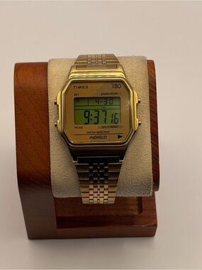 Timex T80, 34mm, Gold Stainless Steel, Digital Watch